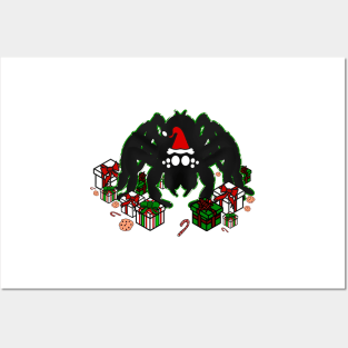 Santa Spider w/ Presents (Green Peppermint 2) Posters and Art